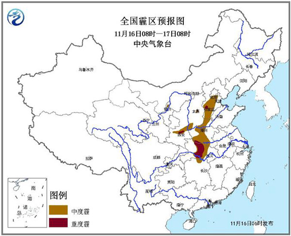 霾黃色預(yù)警：河北陜西湖北局部有重度霾