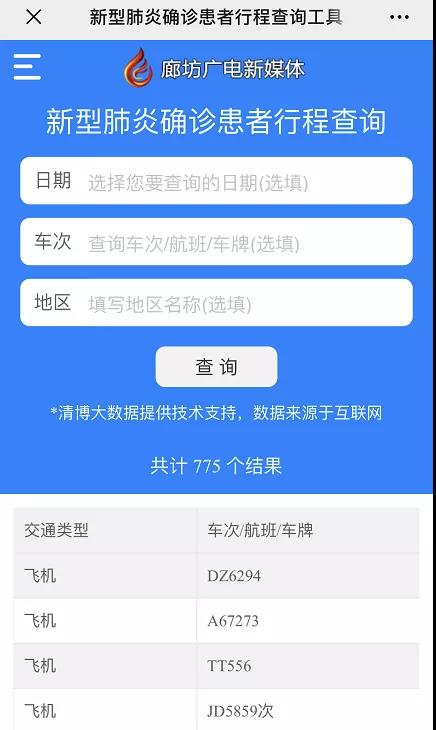 新型冠狀病毒感染的肺炎疫情信息查詢平臺(tái)上線了！